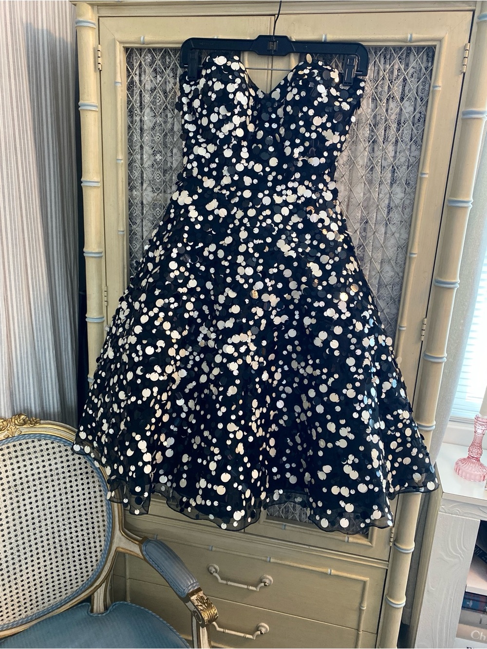 Cache Black Dress with White Polka Dot Detail